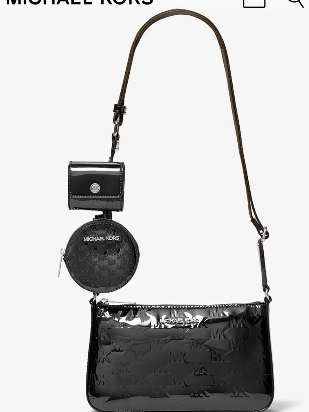 Michael Kors Black Patent Leather Crossbody with Coin Pouch and Card Case